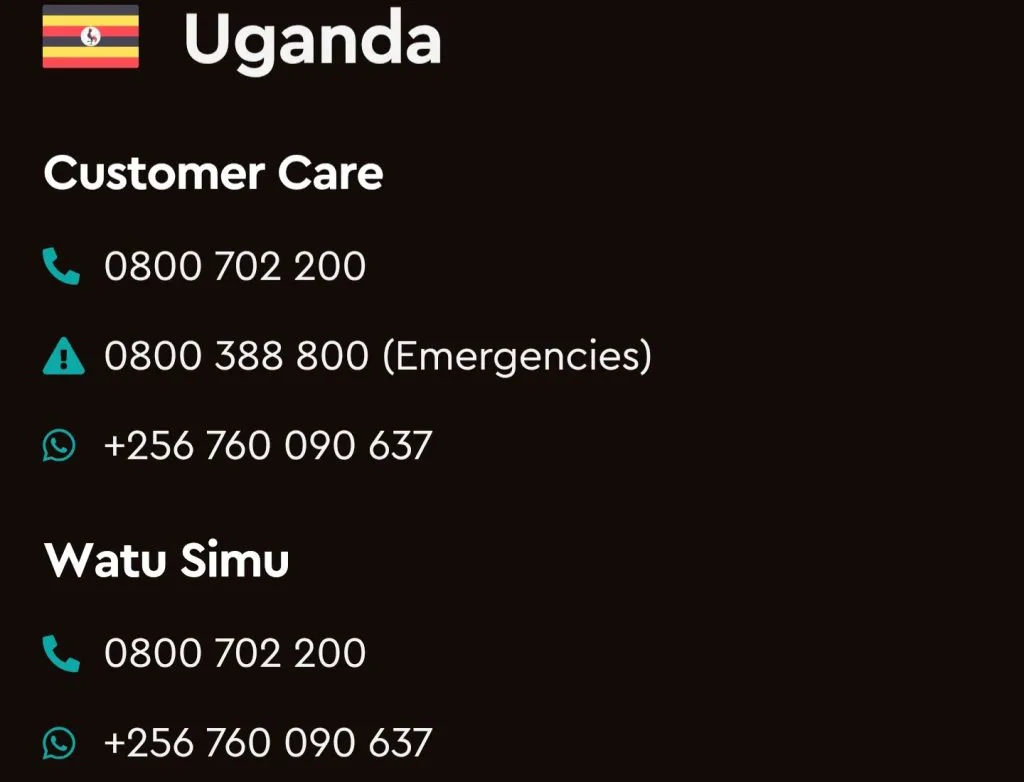 Watu Customer care numbers Uganda